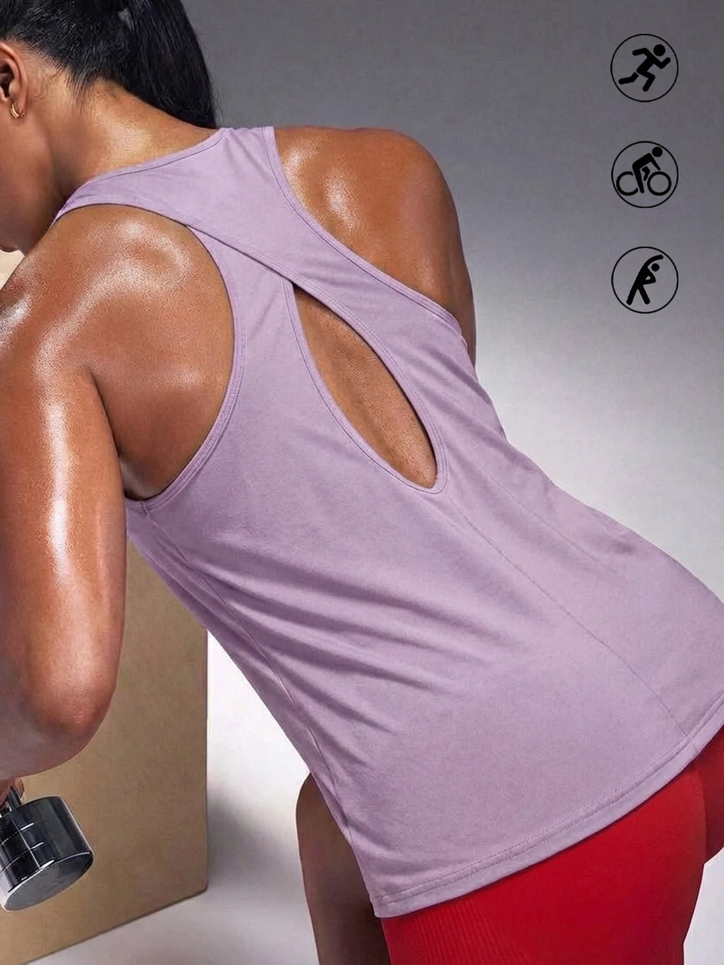 Knit Construction Polyester Solid Sleeveless Top
