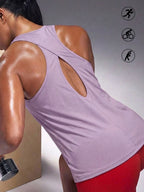 Knit Construction Polyester Solid Sleeveless Top