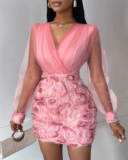 Sheer Floral Party Dress