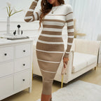 Striped Bodycon Midi Dress