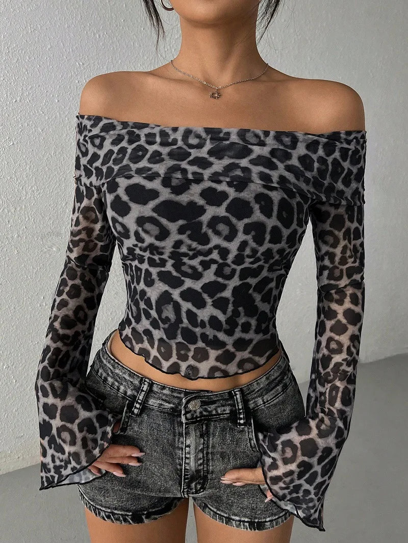 Leopard Off-Shoulder Top