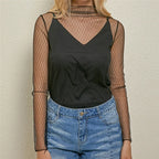 Sheer Lace Mesh Long Sleeve Top