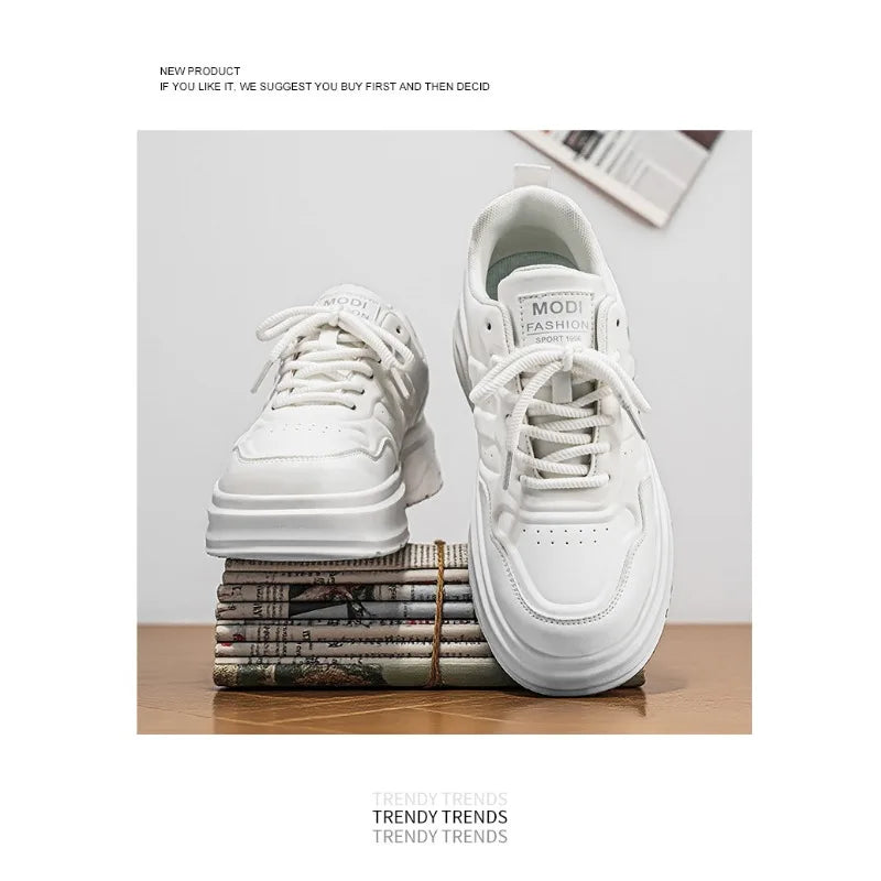 Summer White Platform Leather Sneakers