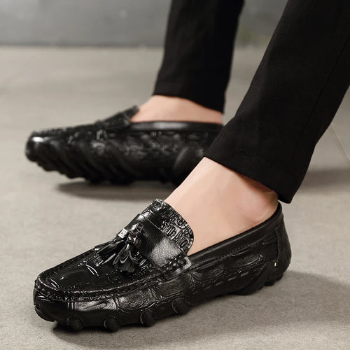 Crocodile Pattern Leather Loafers