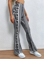 Ethnic Print Slightly Flared Leggings