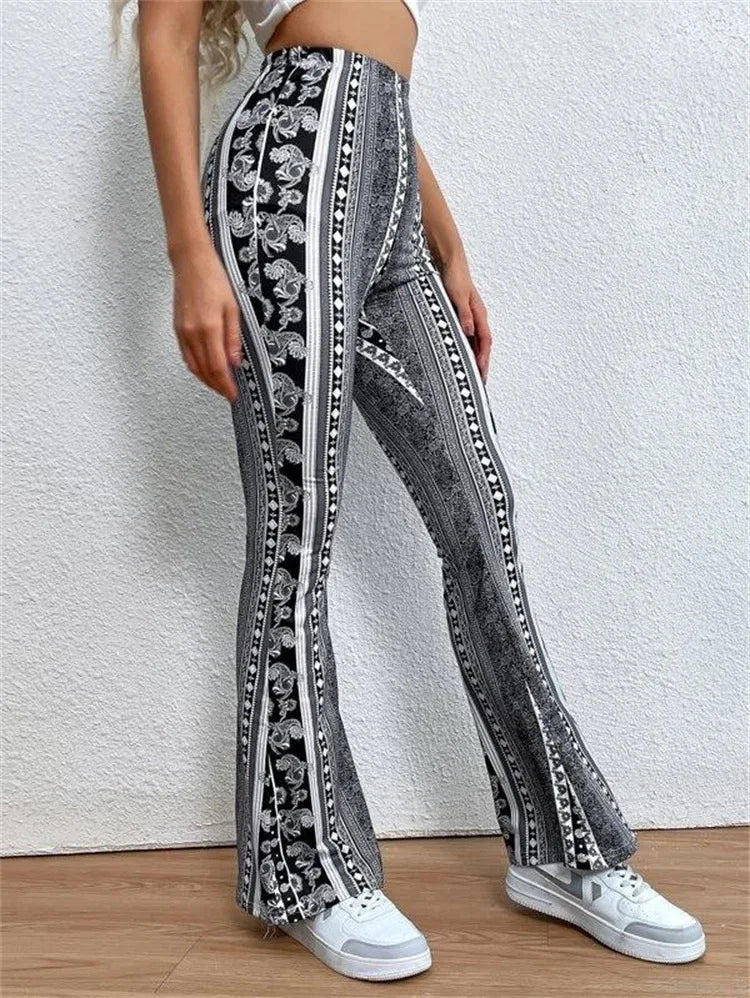Ethnic Print Slightly Flared Leggings