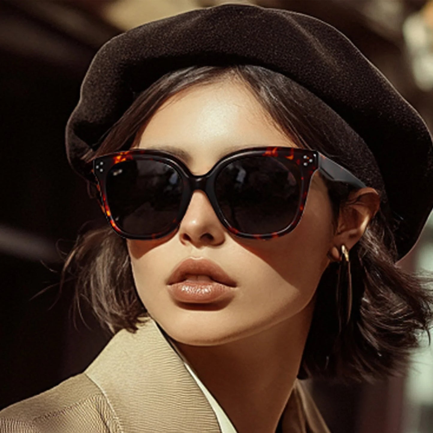 Square Polarized Acetate Sunglasses