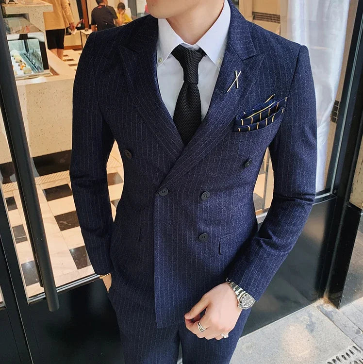 Lattice Plaid Three-Piece Formal Suit
