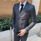 Lattice Plaid Three-Piece Formal Suit
