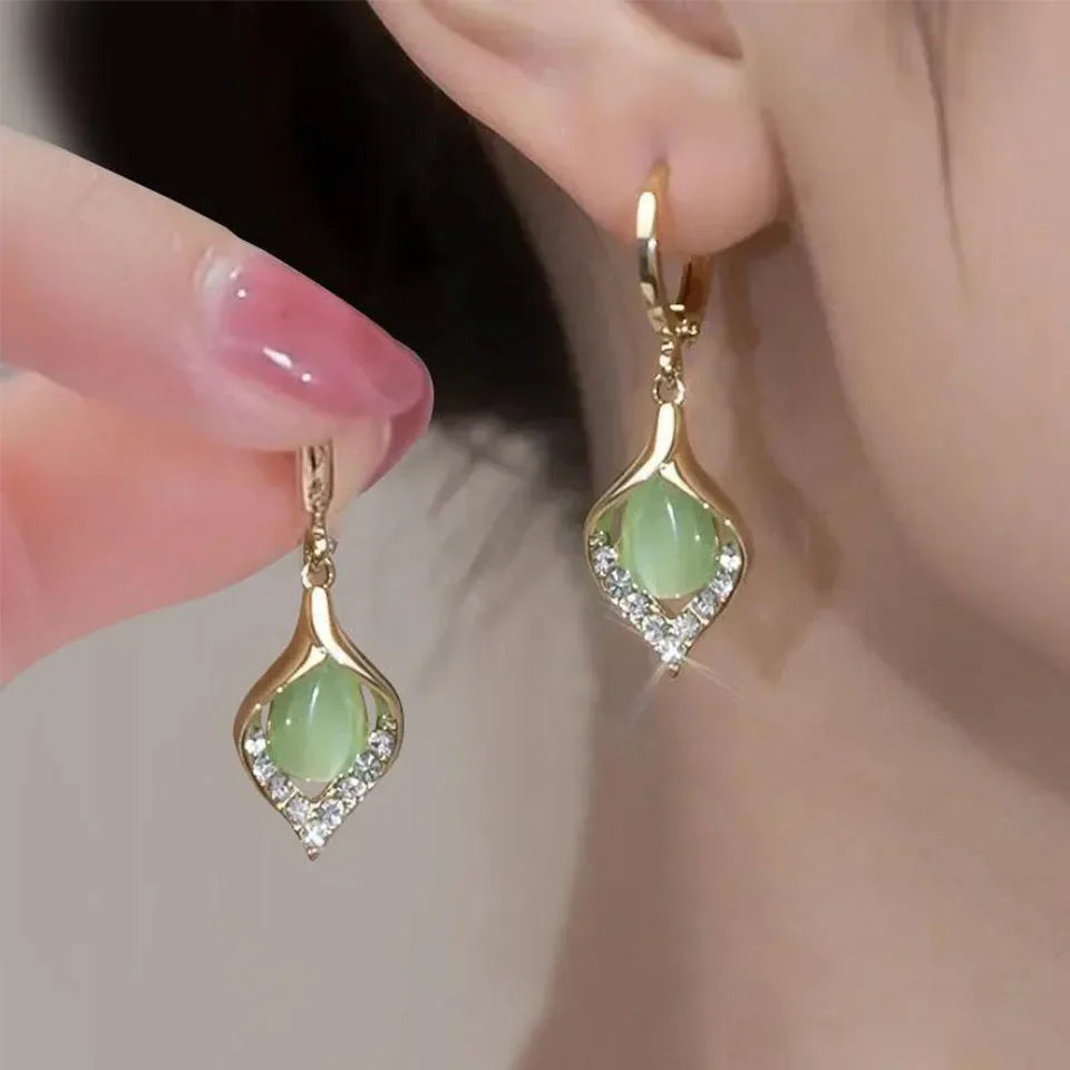 Rhinestone Tulip Hoop Earrings