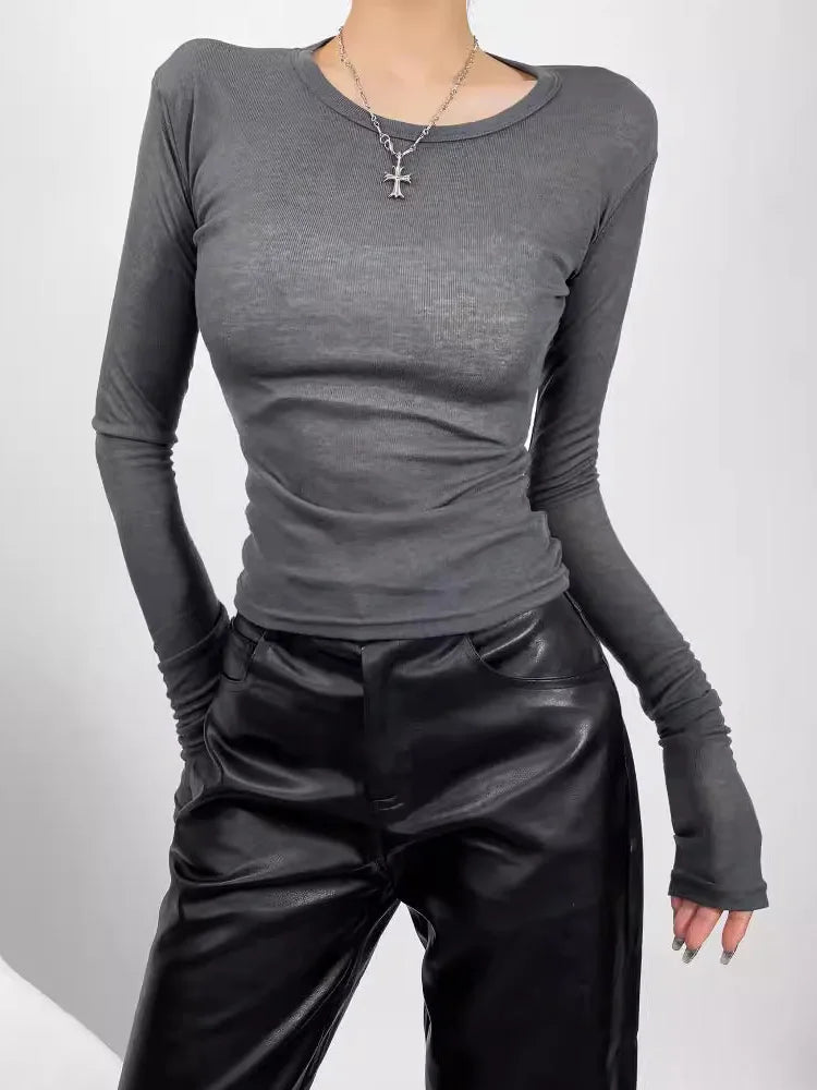 Broadcloth Solid Crew Neck True-To-Size Fit Top