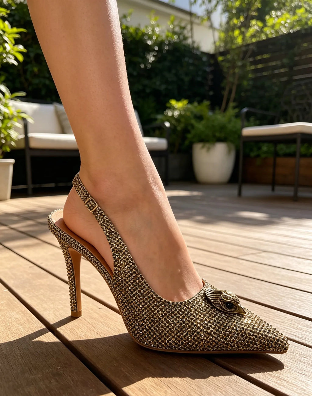 Rhinestone Snake Head Pointed Toe