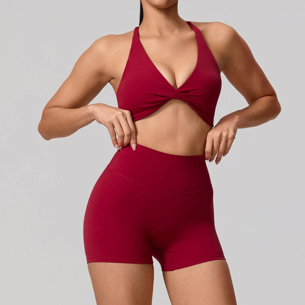 Nylon Solid Long Sleeve Two-Piece Yoga Set