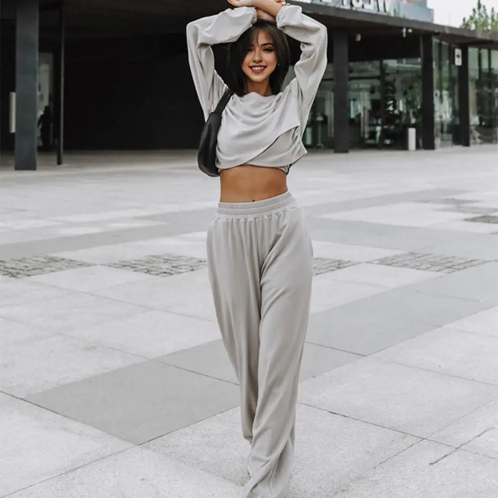 Wide-Leg Sweatshirt Pants Set