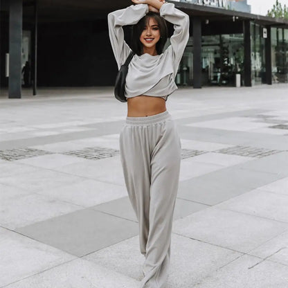 Wide-Leg Sweatshirt Pants Set