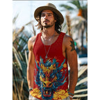 Chinese Dragon Print Tank Top