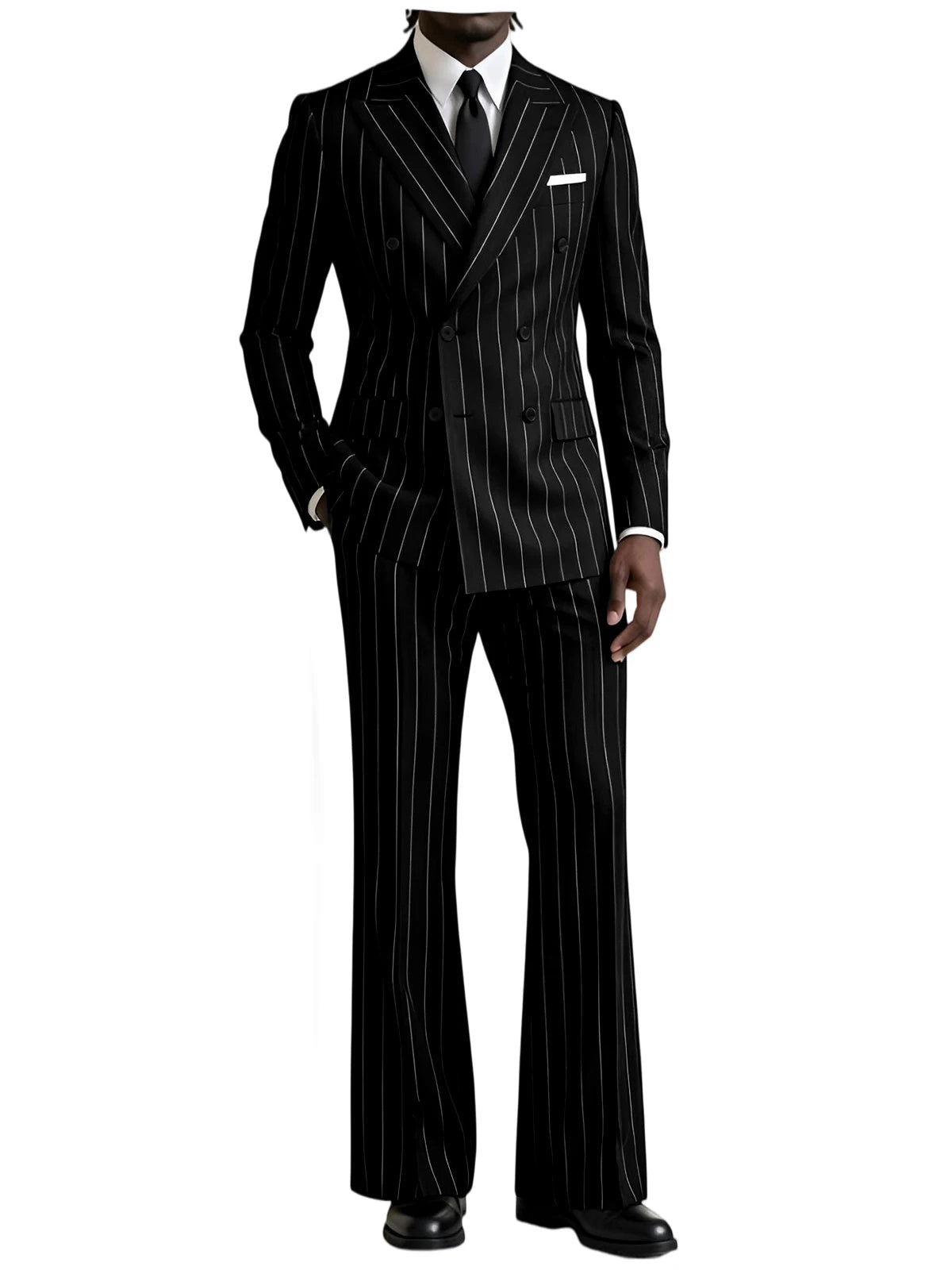 Striped Flare-Pants Formal Tuxedo Set