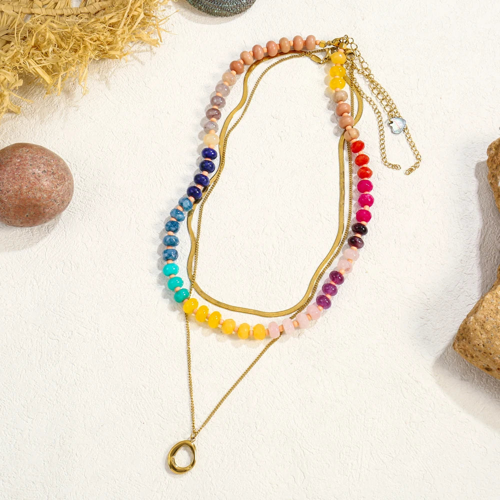 Rainbow Gemstone Choker Necklace