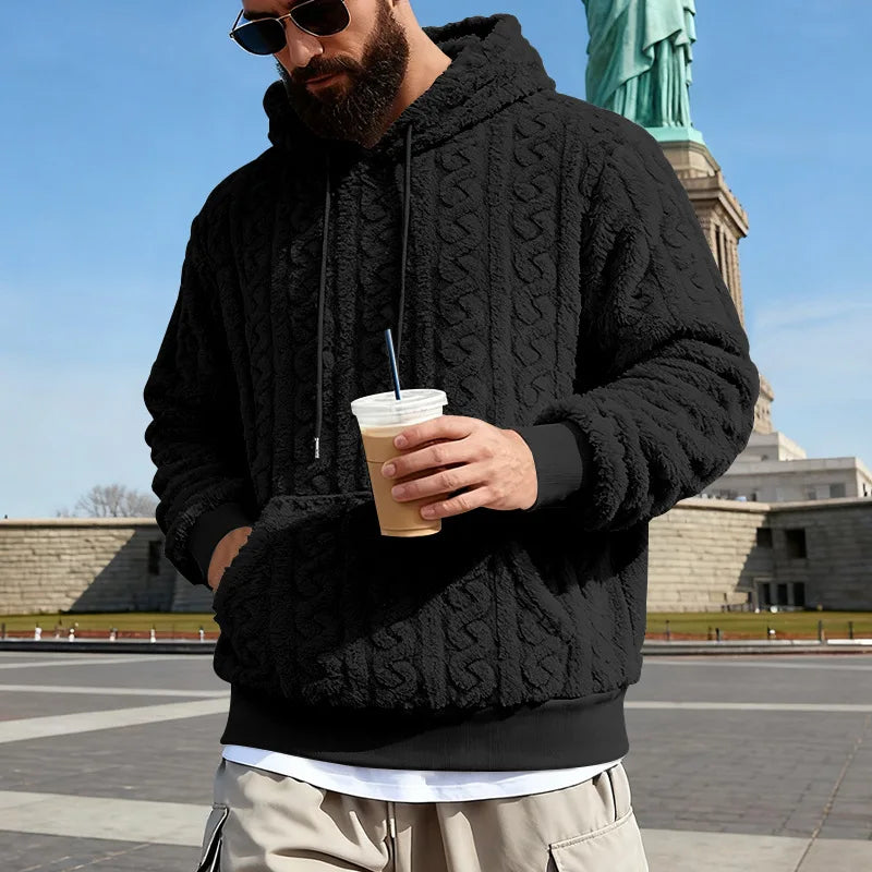 Men’s Double-Sided Velvet Hooded Pullover