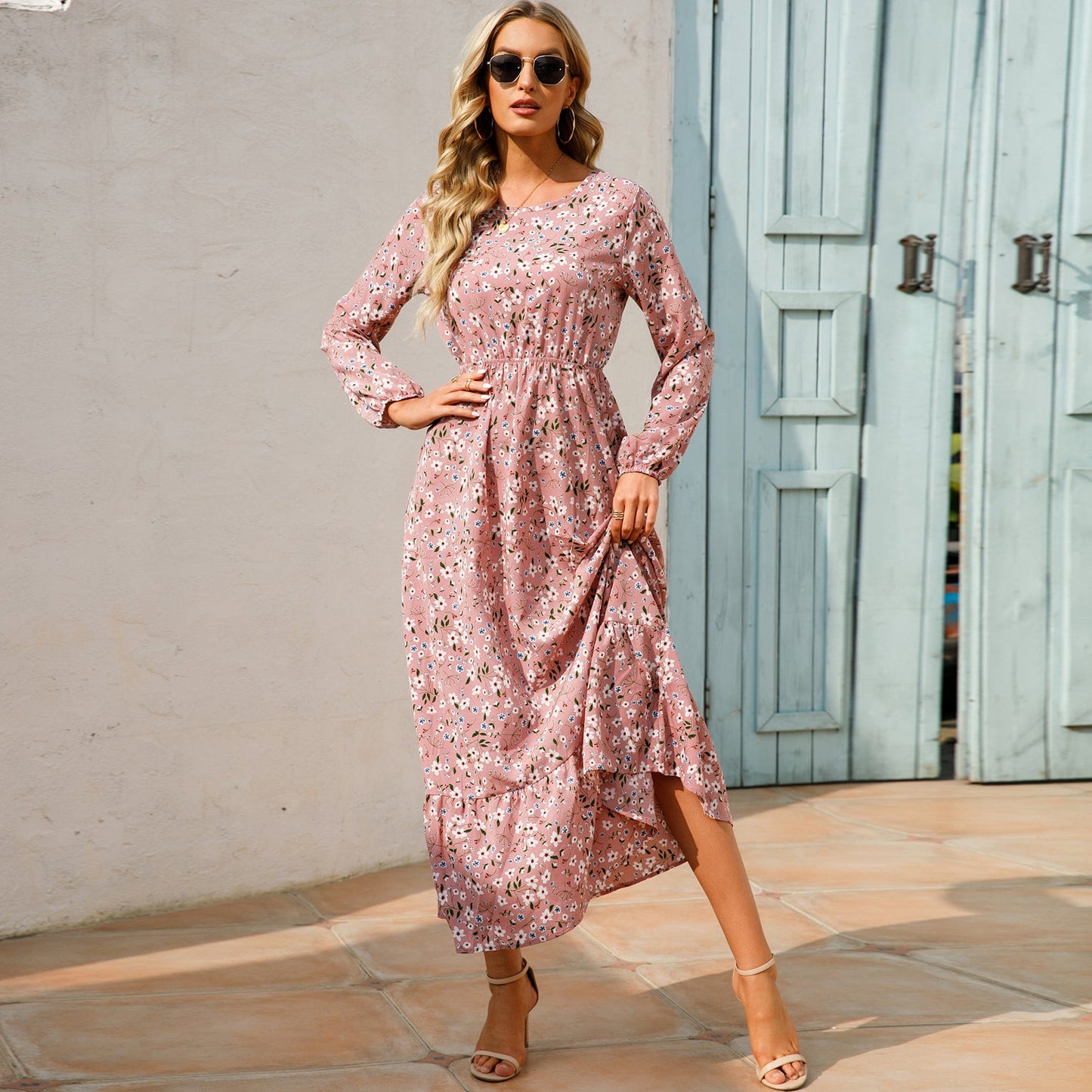 Floral Bohemian Chiffon Maxi Dress
