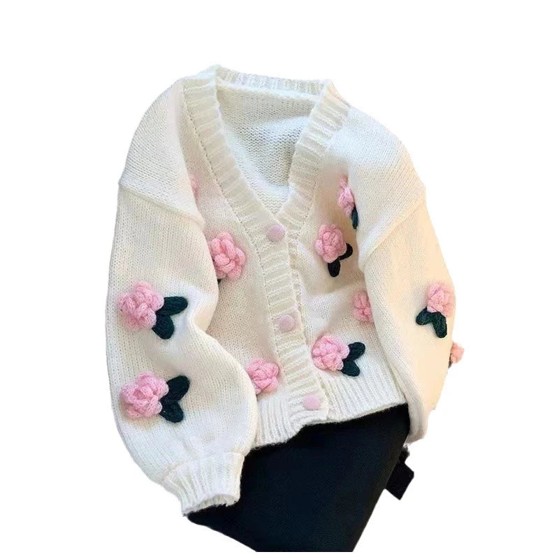 3D Flower Knit Cardigan