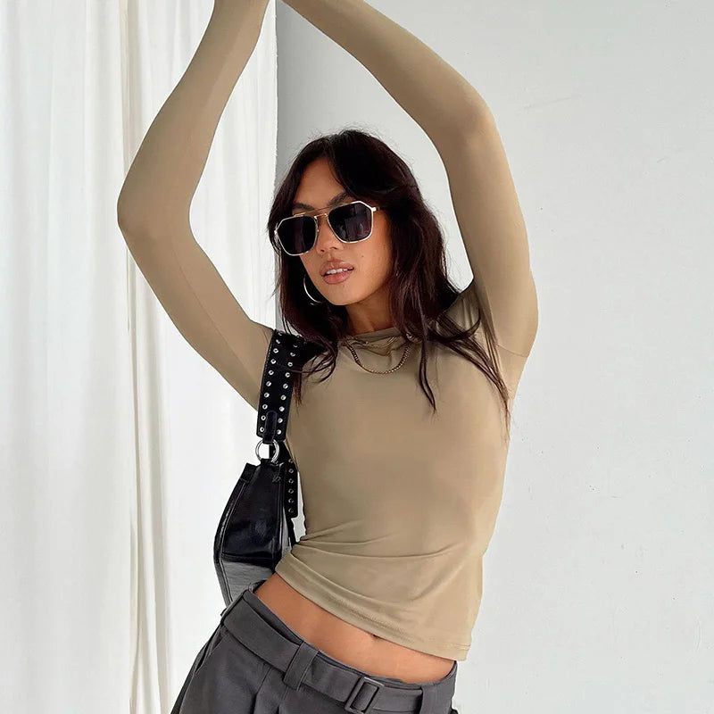 Everyday Solid Crew Neck True-To-Size Fit Crop Top