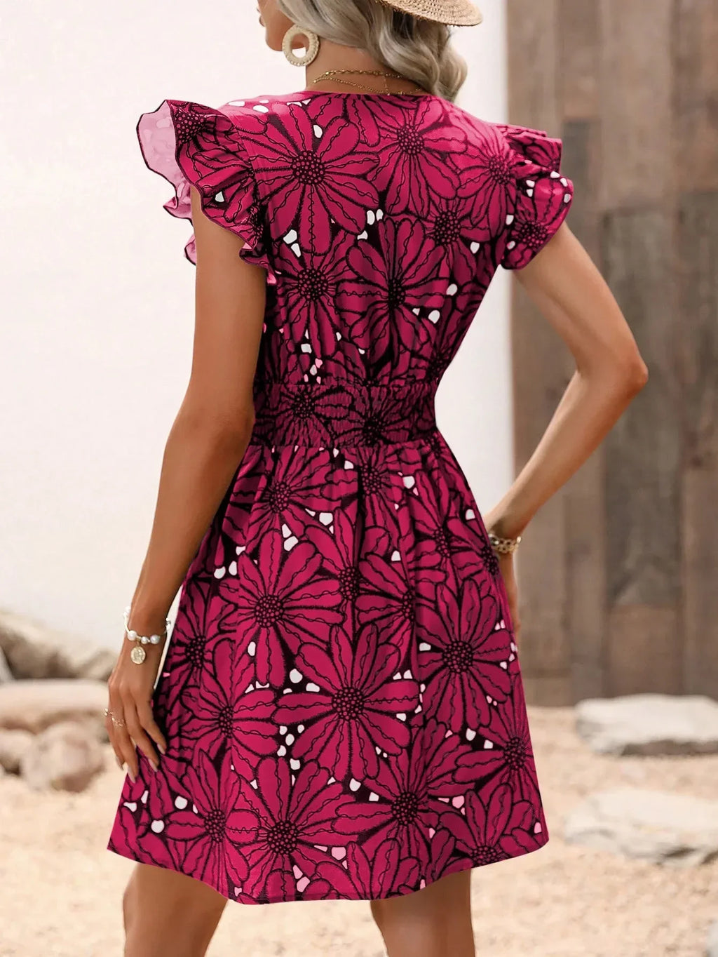 Women's V-Neck Petal Dress
