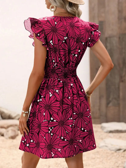 Women's V-Neck Petal Dress