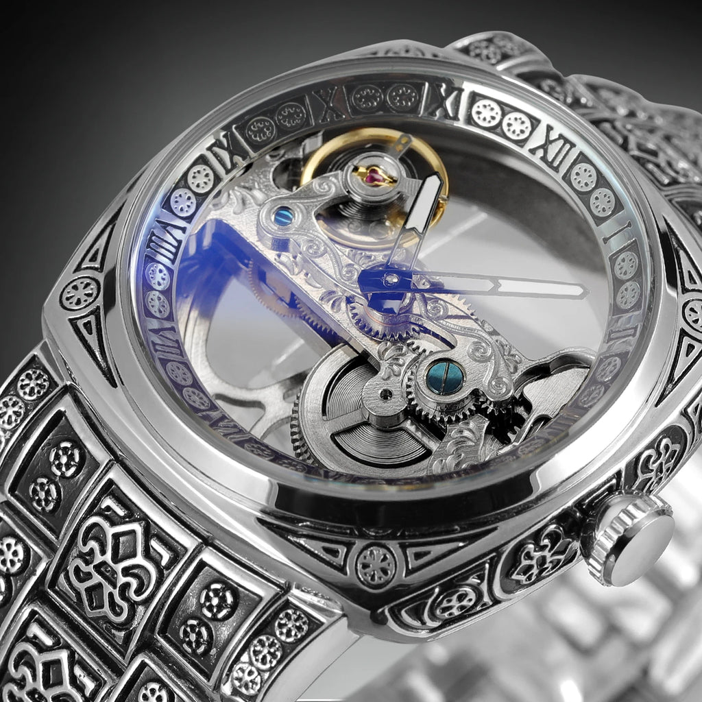 FORSINING Gold Skeleton Automatic Watch