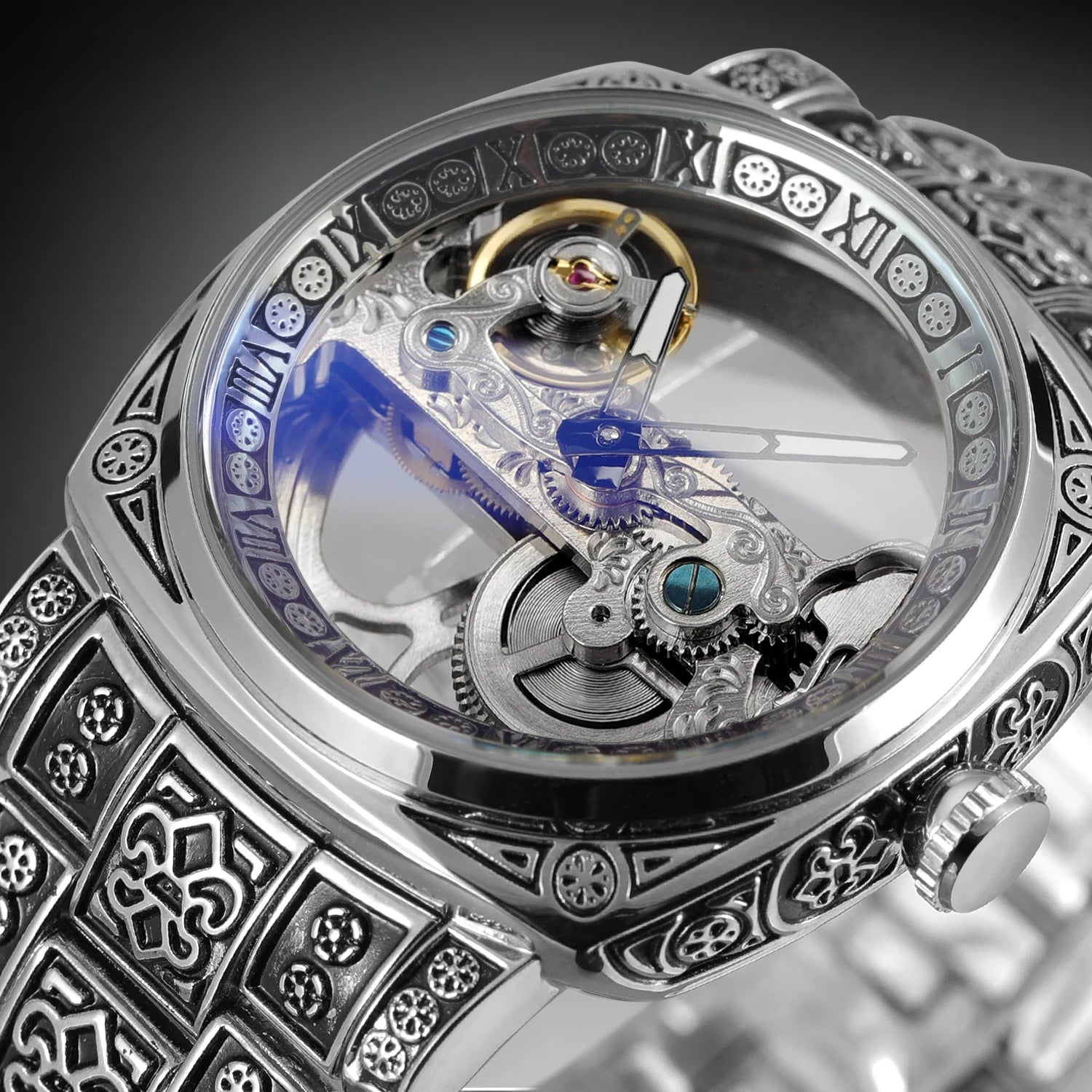 FORSINING Gold Skeleton Automatic Watch