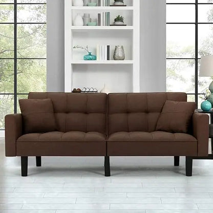 Modern Leather Futon Sofa