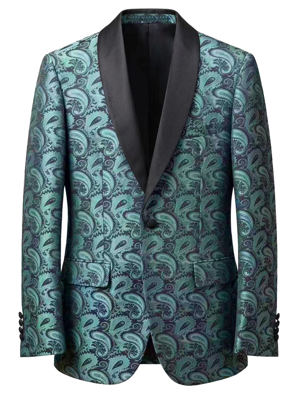 Paisley Jacquard Satin Shawl Blazer