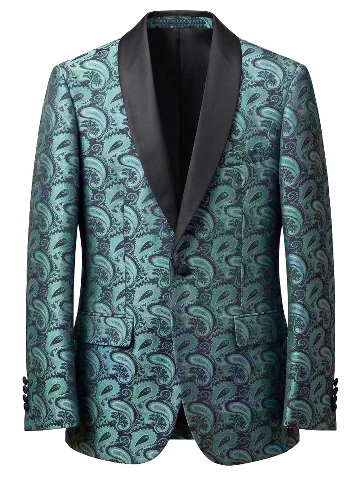 Paisley Jacquard Satin Shawl Blazer