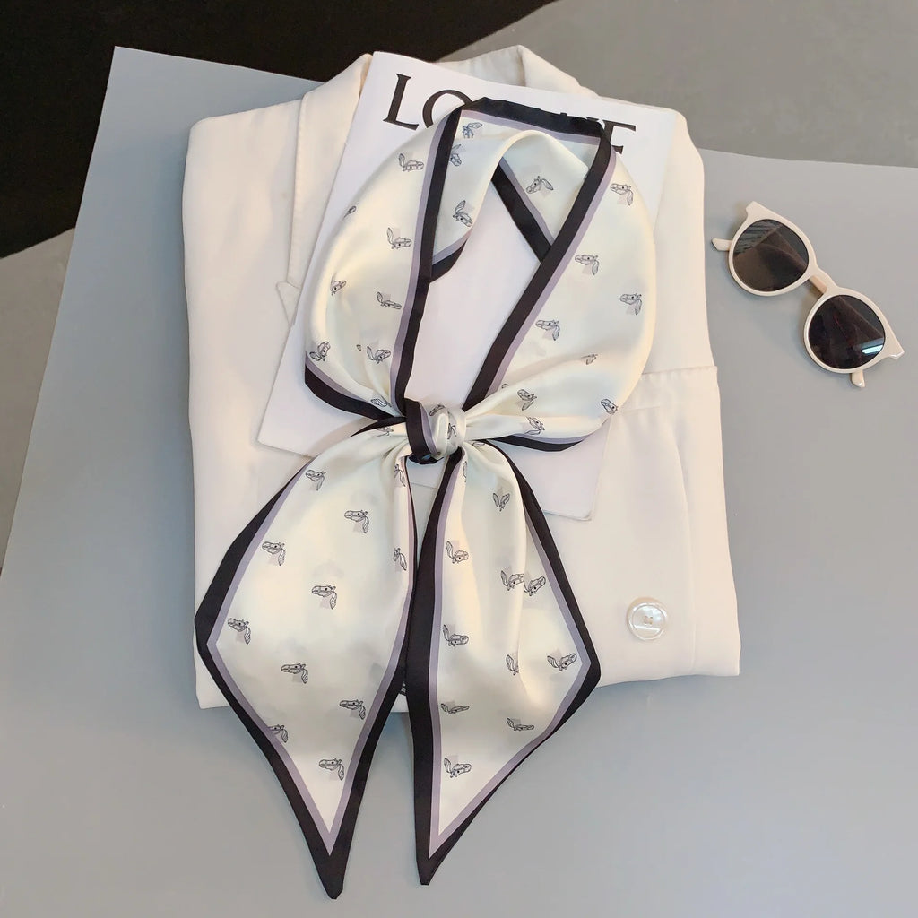 Horse Pattern Long Silk Scarf