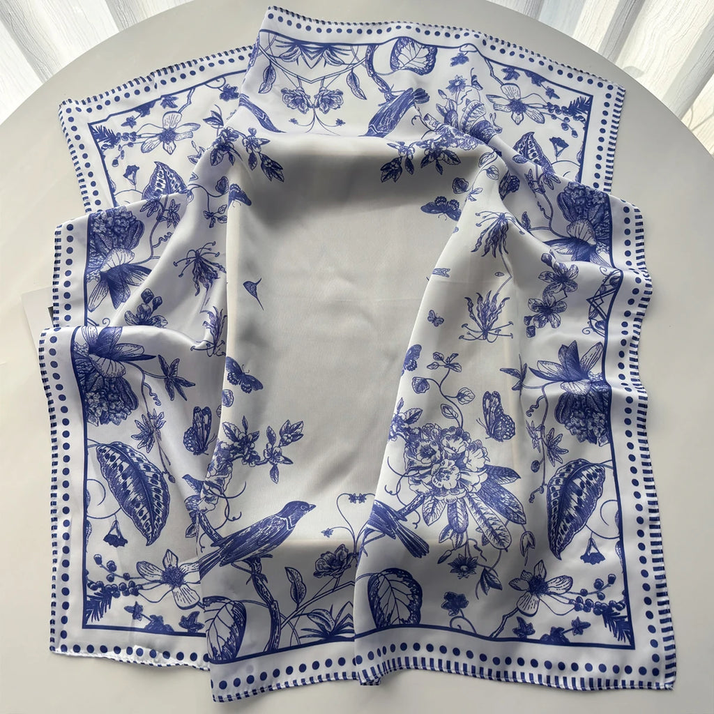 Elegant Floral Print Square Scarf
