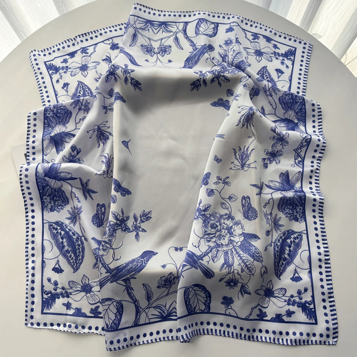 Elegant Floral Print Square Scarf