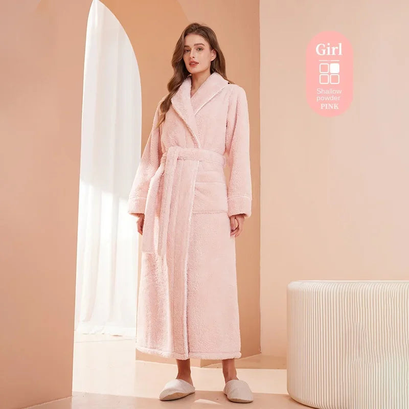 Autumn Winter Thick Cotton Flannel Bathrobe