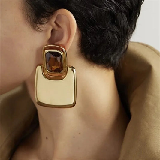 Vintage Geometric Crystal Earrings