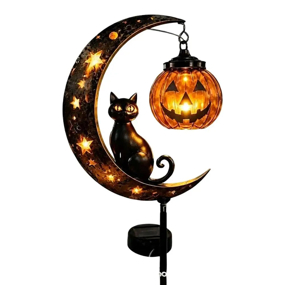 Black Cat Pumpkin Garden Lamp