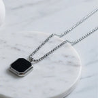 SMALING Black Square Necklace