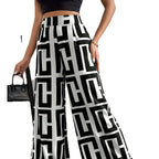 Checkered Print Bohemian Wide-Leg Pants