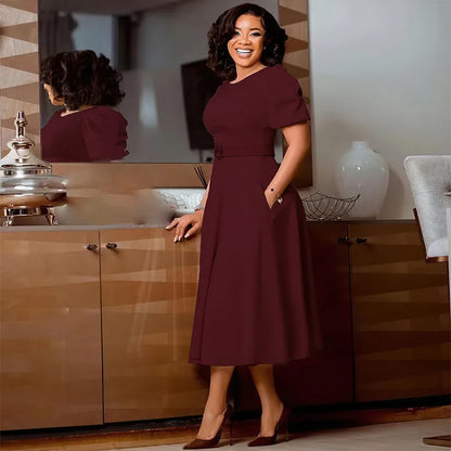 Puff Sleeve Office Dress