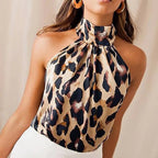 Broadcloth Solid Halter Neck True-To-Size Fit Top