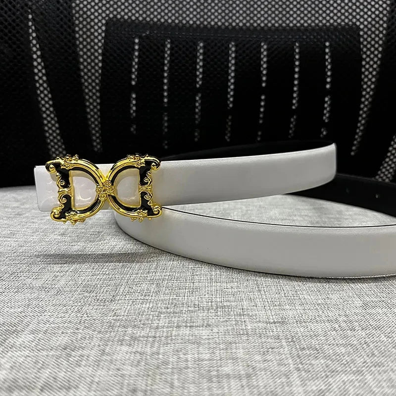 Thin leather fashion belt