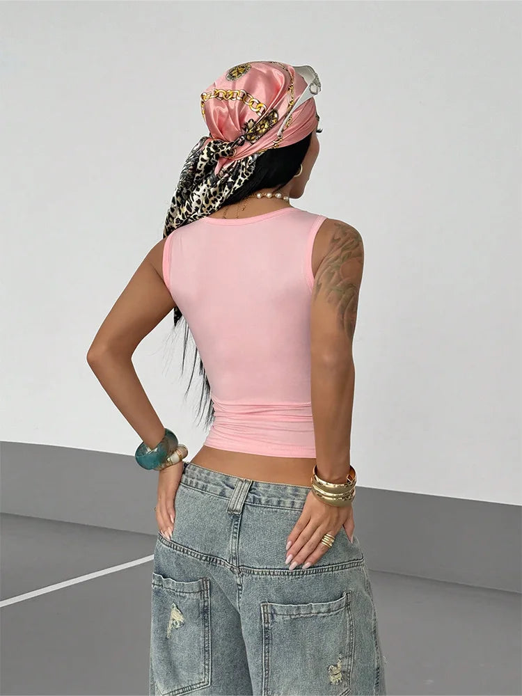 Polyester Solid Crop Tank Top