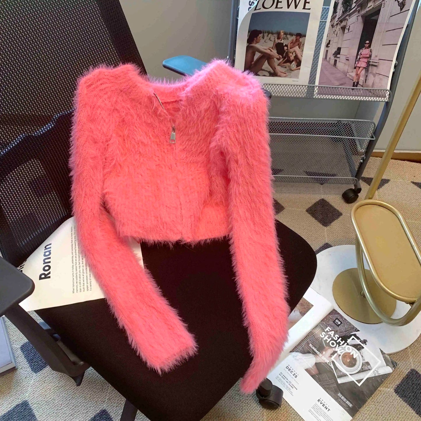 Fuzzy Zip-Up Cardigan