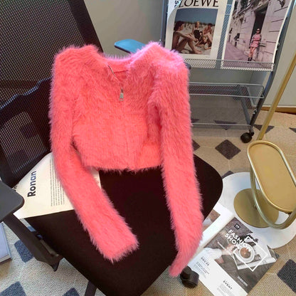 Fuzzy Zip-Up Cardigan