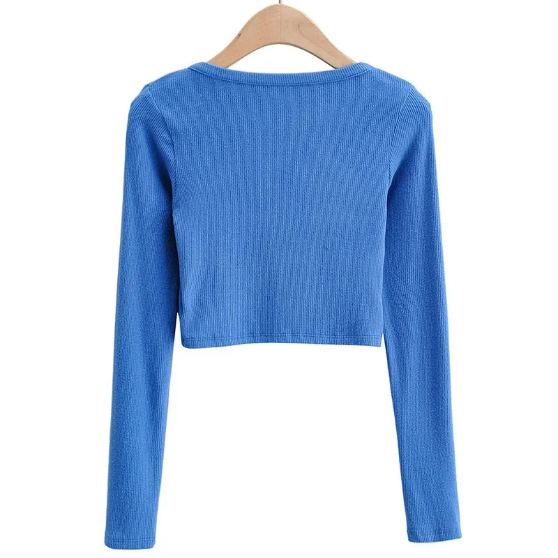Broadcloth Solid V-Neck True-To-Size Fit Crop Top