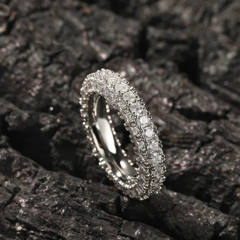 Three-Row Moissanite Wedding Band
