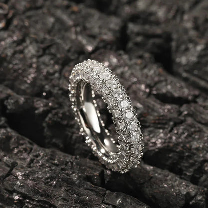 Three-Row Moissanite Wedding Band
